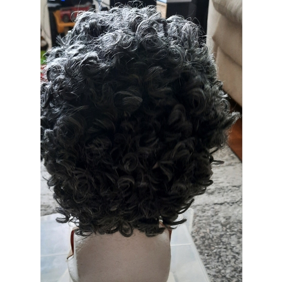 Grey and Black Curly Wig - Picture 2 of 3